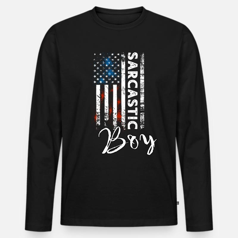 Sarkastischer Junge - Männer Premium Bio Langarmshirt - Schwarz