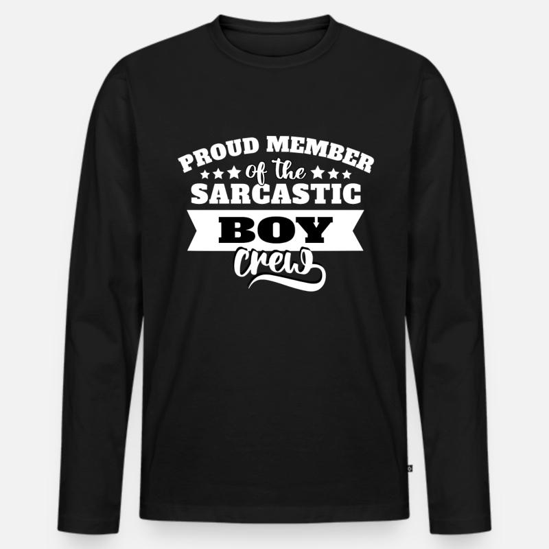 Junge Sarkasmus - Männer Premium Bio Langarmshirt - Schwarz