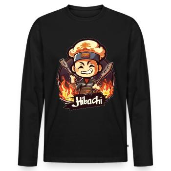 Hibachi Teppanyaki Bbq Japanese Cuisine - Men's Premium Organic Long Sleeve Shirt - black - Front - Nico (187cm)