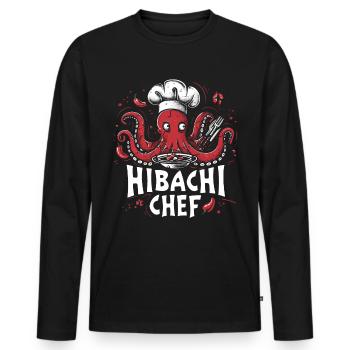 Hibachi Teppanyaki Bbq Japanese Cuisine - Men's Premium Organic Long Sleeve Shirt - black - Front - Nico (187cm)