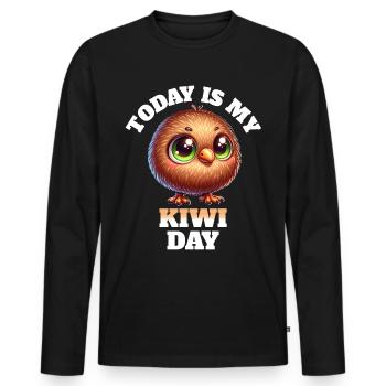 Kiwi Vogel Kiwi Bird - Männer Premium Bio Langarmshirt - Schwarz - Vorne - Nico (187cm)