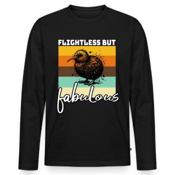 Dictons drôles d’oiseau kiwi - T-shirt manches longues Premium bio Homme - noir - Devant - Nico (187cm)