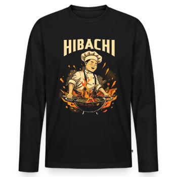 Hibachi Teppanyaki Bbq Japanese Cuisine - Men's Premium Organic Long Sleeve Shirt - black - Front - Nico (187cm)