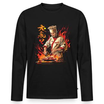 Hibachi Teppanyaki Bbq Japanese Cuisine - Men's Premium Organic Long Sleeve Shirt - black - Front - Nico (187cm)