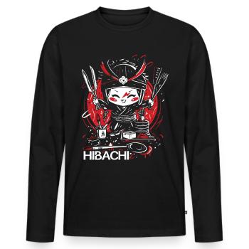 Hibachi Teppanyaki Bbq Japanese Cuisine - Men's Premium Organic Long Sleeve Shirt - black - Front - Nico (187cm)