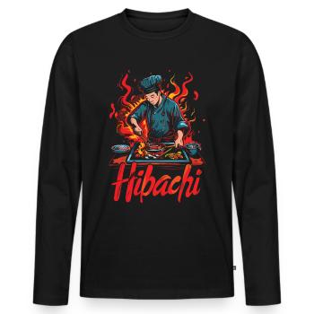 Hibachi Teppanyaki Bbq Japanese Cuisine - Men's Premium Organic Long Sleeve Shirt - black - Front - Nico (187cm)