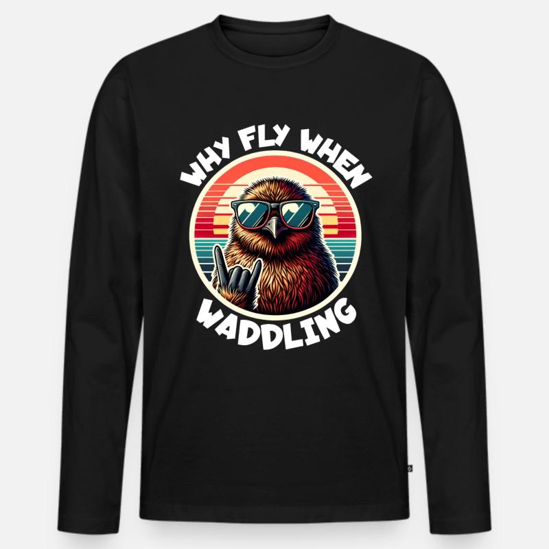 Neuseeland Kiwi Spruch - Männer Premium Bio Langarmshirt - Schwarz