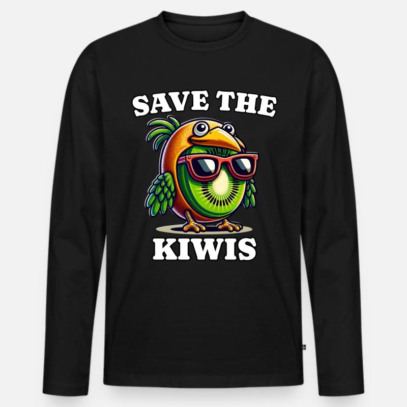 Save Neuseeland Kiwi - Männer Premium Bio Langarmshirt - Schwarz
