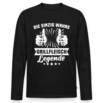 Grillades - T-shirt manches longues Premium bio Homme - noir - Devant - Nico (187cm)