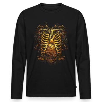 Steampunk Anatomy Steampunk Mechanical - Männer Premium Bio Langarmshirt - Schwarz - Vorne - Nico (187cm)