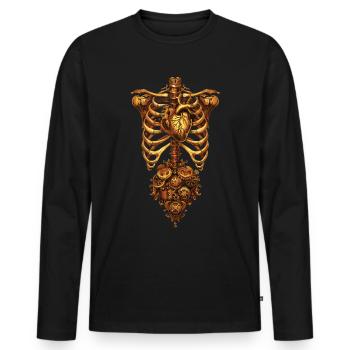 Steampunk Anatomy Steampunk Mechanical - Männer Premium Bio Langarmshirt - Schwarz - Vorne - Nico (187cm)