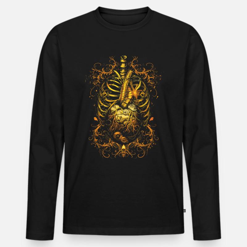 Steampunk Anatomy Steampunk Mechanical - Männer Premium Bio Langarmshirt - Schwarz