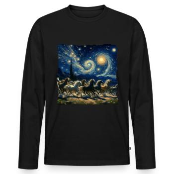 Paso Fino Starry Night - Men's Premium Organic Long Sleeve Shirt - black - Front - Nico (187cm)