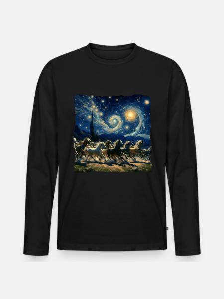 Paso Fino Starry Night - Men's Premium Organic Long Sleeve Shirt - black