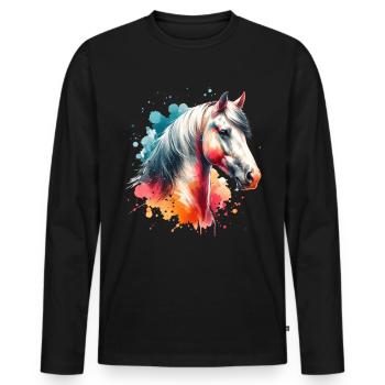 Paso Fino Motif Horse - Men's Premium Organic Long Sleeve Shirt - black - Front - Nico (187cm)