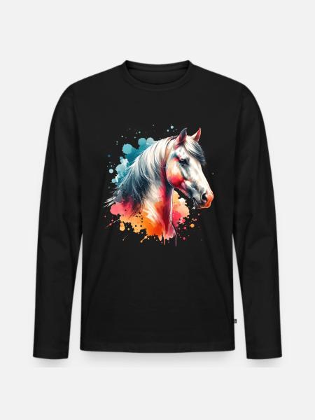 Paso Fino Motif Horse - Men's Premium Organic Long Sleeve Shirt - black