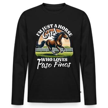 I Love Paso Fino Saying - Men's Premium Organic Long Sleeve Shirt - black - Front - Nico (187cm)
