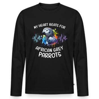 Graupapagei Herzlinie - Männer Premium Bio Langarmshirt - Schwarz - Vorne - Nico (187cm)