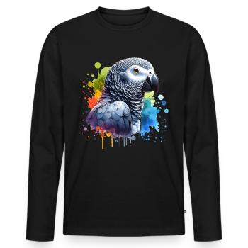 Graupapagei Motiv - Männer Premium Bio Langarmshirt - Schwarz - Vorne - Nico (187cm)