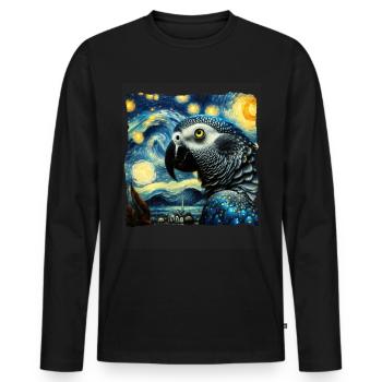 Graupapagei Starry Night - Männer Premium Bio Langarmshirt - Schwarz - Vorne - Nico (187cm)