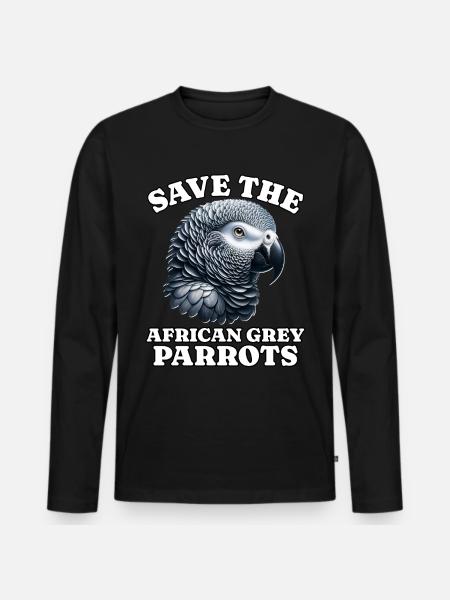 Graupapagei Save Grey Parrot - Männer Premium Bio Langarmshirt - Schwarz