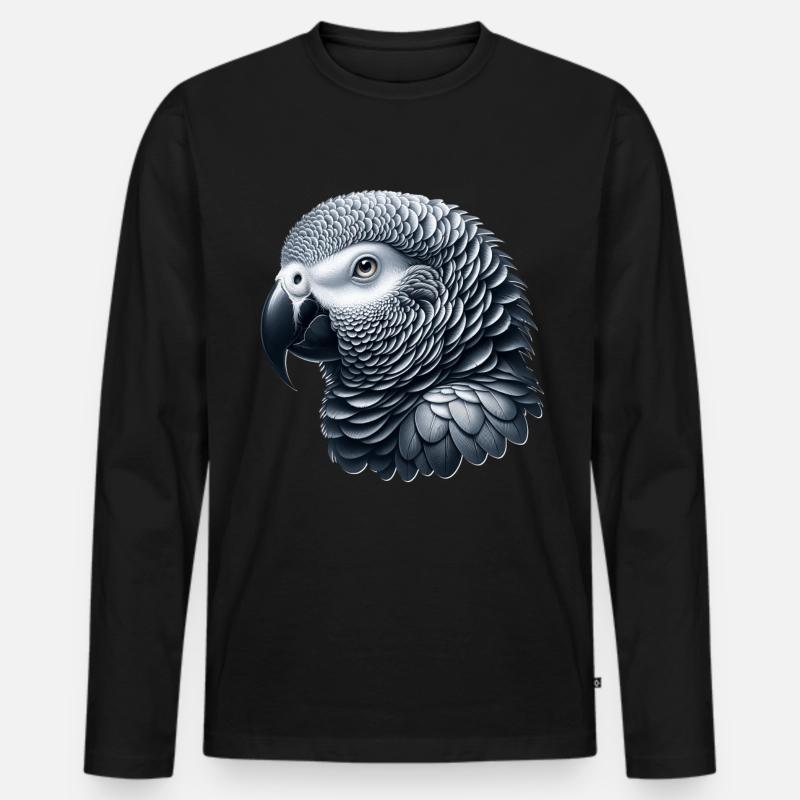 Graupapagei - Männer Premium Bio Langarmshirt - Schwarz