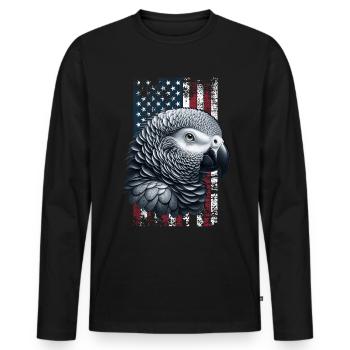 Grey Parrot US Graupapagei - Männer Premium Bio Langarmshirt - Schwarz - Vorne - Nico (187cm)