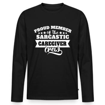 Superviseur Sarcasme - T-shirt manches longues Premium bio Homme - noir - Devant - Nico (187cm)
