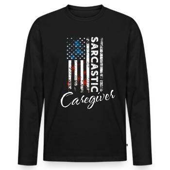 Soignant sarcastique - T-shirt manches longues Premium bio Homme - noir - Devant - Nico (187cm)