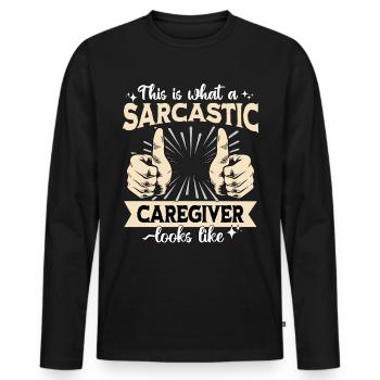 Sarcastique Superviseur Sarcasme - T-shirt manches longues Premium bio Homme - noir - Devant - Nico (187cm)