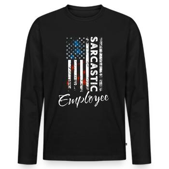 Employé sarcastique - T-shirt manches longues Premium bio Homme - noir - Devant - Nico (187cm)