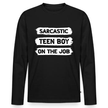 Sarkasmus Teen Boy - Männer Premium Bio Langarmshirt - Schwarz - Vorne - Nico (187cm)