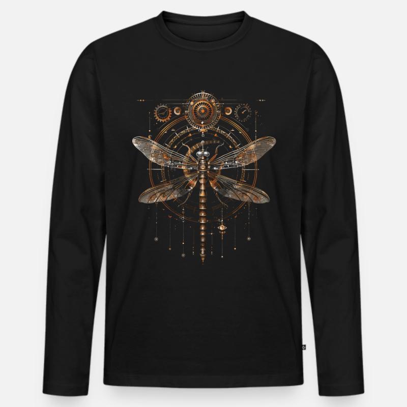 Steampunk-libelle - Männer Premium Bio Langarmshirt - Schwarz