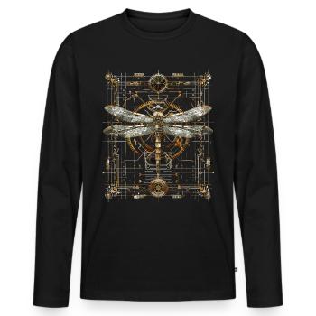 Steampunk dragonfly - Men's Premium Organic Long Sleeve Shirt - black - Front - Nico (187cm)