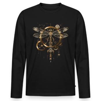 Steampunk-libelle - Männer Premium Bio Langarmshirt - Schwarz - Vorne - Nico (187cm)