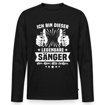 Singer Legend - Men's Premium Organic Long Sleeve Shirt - black - Front - Nico (187cm)