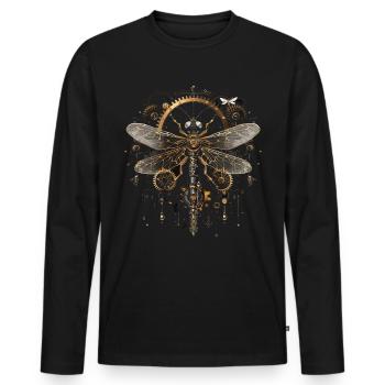 Libellule steampunk - T-shirt manches longues Premium bio Homme - noir - Devant - Nico (187cm)