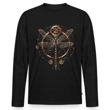 Steampunk dragonfly - Men's Premium Organic Long Sleeve Shirt - black - Front - Nico (187cm)