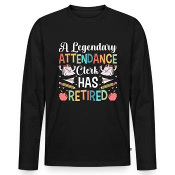 Secrétaire des présences - T-shirt manches longues Premium bio Homme - noir - Devant - Nico (187cm)