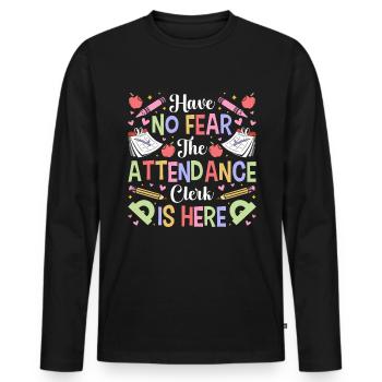 Secrétaire des présences - T-shirt manches longues Premium bio Homme - noir - Devant - Nico (187cm)