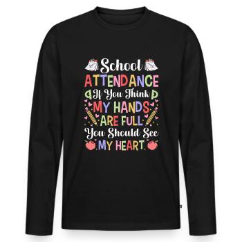 Secrétaire des présences - T-shirt manches longues Premium bio Homme - noir - Devant - Nico (187cm)