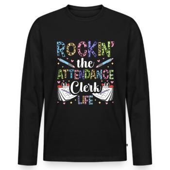 Secrétaire des présences - T-shirt manches longues Premium bio Homme - noir - Devant - Nico (187cm)