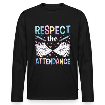 Secrétaire des présences - T-shirt manches longues Premium bio Homme - noir - Devant - Nico (187cm)