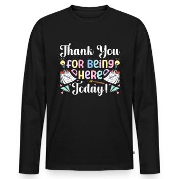 Secrétaire des présences - T-shirt manches longues Premium bio Homme - noir - Devant - Nico (187cm)