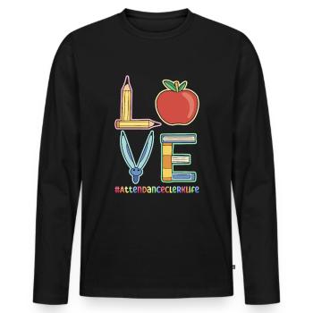 Secrétaire des présences - T-shirt manches longues Premium bio Homme - noir - Devant - Nico (187cm)