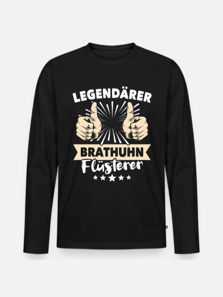 Brathuhn Sprüche - Männer Premium Bio Langarmshirt - Schwarz