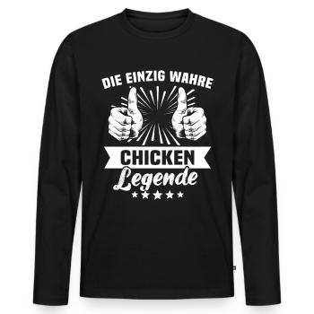 poulet - T-shirt manches longues Premium bio Homme - noir - Devant - Nico (187cm)