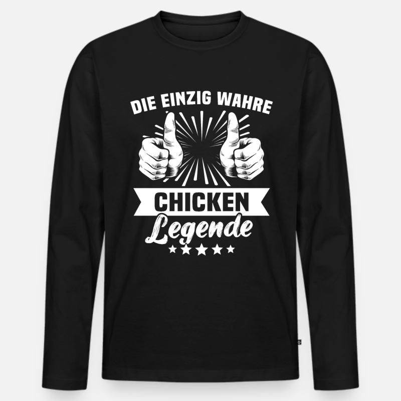 Chicken - Männer Premium Bio Langarmshirt - Schwarz