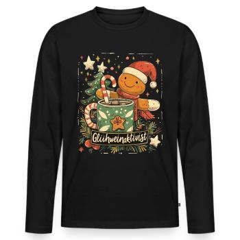 "Glühweinaktivist" - Weihnachts Glühwein - Männer Premium Bio Langarmshirt - Schwarz - Vorne - Nico (187cm)