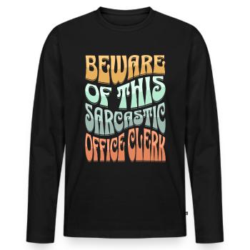Sarcasme sarcastique d’un employé de bureau - T-shirt manches longues Premium bio Homme - noir - Devant - Nico (187cm)